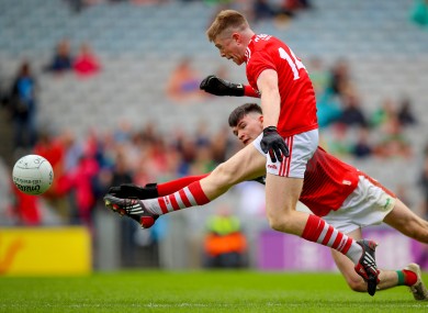 Patrick Campbell fires home Cork's first-half goal.