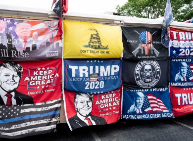 Pro-Trump merchandise at a rally in California.
