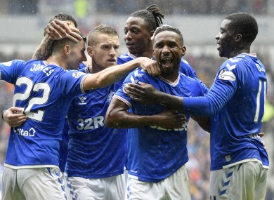 Jermain Defoe (centre) celebrates.