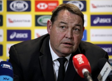 Head coach of the All Blacks Steve Hansen pictured during a press conference.