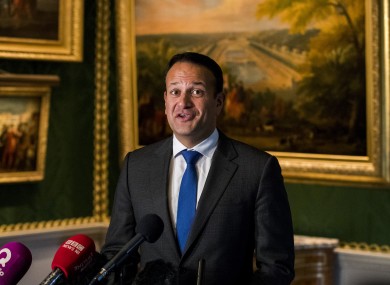 Leo Varadkar speaking in Hillsborough Castle earlier today.