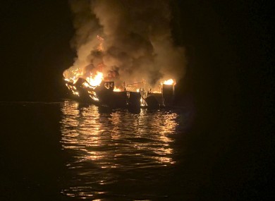 The dive boat engulfed in flames off the Southern California Coast on 2 September