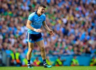 Diarmuid Connolly reacts after missing a late chance.