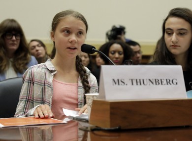 Swedish climate change activist Greta Thunberg testifies at a congressional hearing on