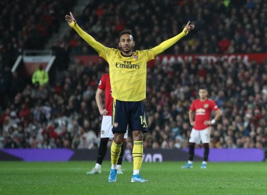Arsenal's Pierre-Emerick Aubameyang celebrates scoring.