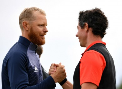 Sebastian Soderberg and Rory McIlroy at the European Masters.