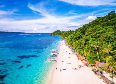 Aerial view of Boracay Island, Western Visayas, Philippines.