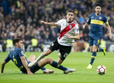 River Plate Ignacio Fernandez and Boca Juniors Lisandro Magallan during last year's final.