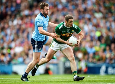 Stephen O'Brien takes on Jack McCaffrey during the drawn All-Ireland final.