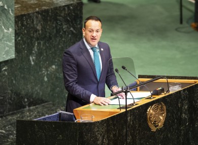 Leo Varadkar speaking at the UN last year.