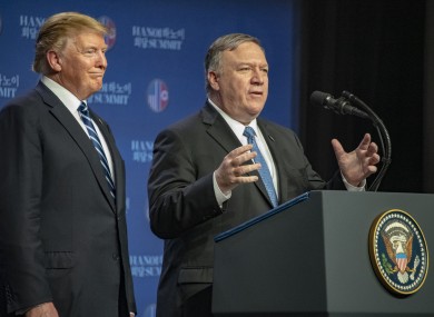 Mike Pompeo (right) tweeted that Iran was responsible for the drone strikes