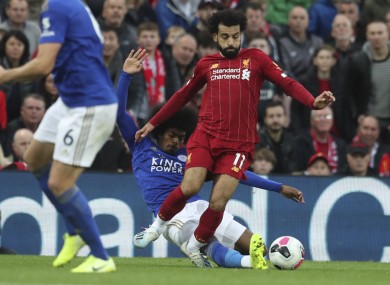 The midfielder's tackle on Salah late in Saturday's game at Anfield.