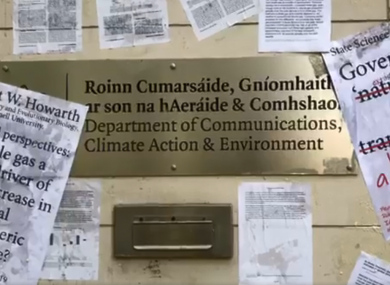 Signs placed on the walls of the department building.