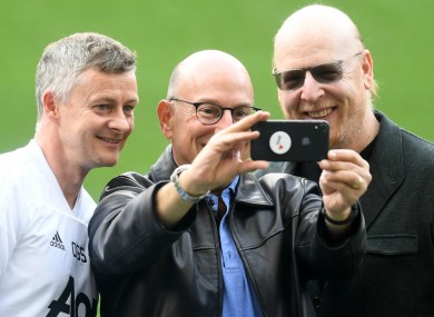 Avram and Joel Glazer with Manchester United manager Ole Gunnar Solskjaer.