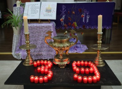 Candles laid out for the mass prayer and vigil for the 39 victims.