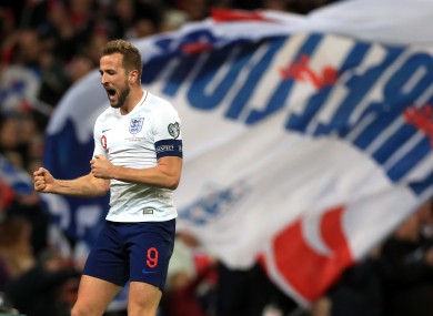 Harry Kane celebrates one of his goals.