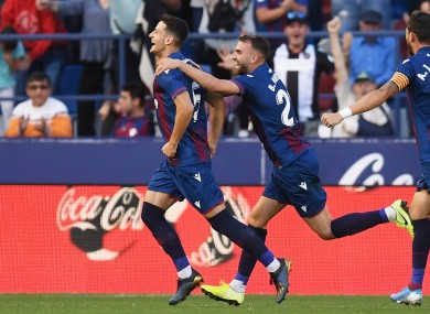 Levante celebrate their second-half comeback against Barcelona