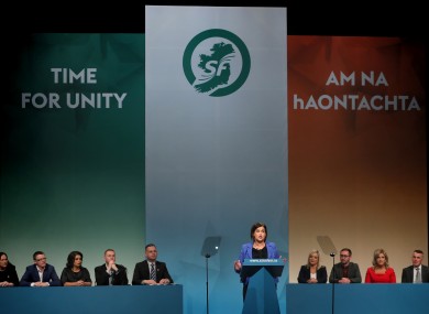 Sinn Fein President Mary Lou McDonald giving her keynote speech during her party's Ard Fheis.