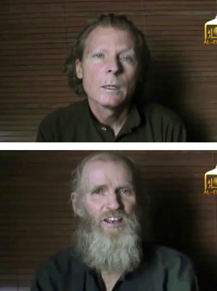Timothy Weeks (top) and Kevin King, released by the Taliban in Afghanistan today.