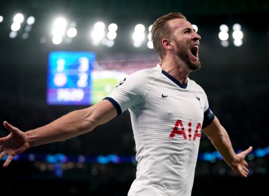 Harry Kane celebrates his second goal tonight.