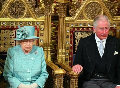 Queen Elizabeth II and Prince Charles at the ceremony today.