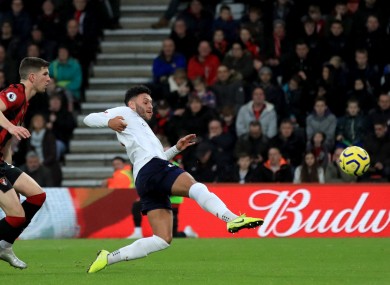 Liverpool's Alex Oxlade-Chamberlain (right) scores his side's first goal of the game.