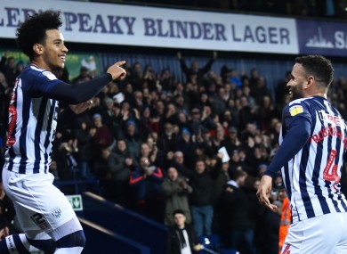 West Brom's Matheus Peireira and Hal Robson-Kanu celebrate.