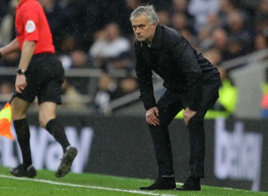 Jose Mourinho watches on as Tottenham take on Brighton.