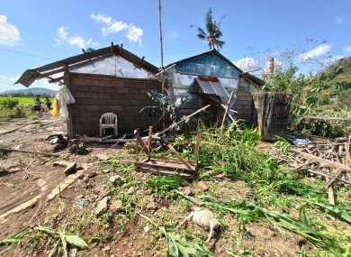 Homes damaged by Typhoon Phanfone at Batad Town, Iloilo province, central Philippines