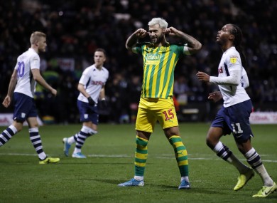 West Bromwich Albion's Charlie Austin celebrates scoring his side's goal.