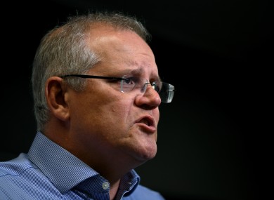 Scott Morrison speaking to reporters after touring the NSW Rural Fire Services.