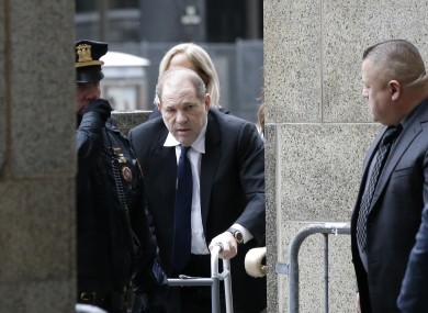 Harvey Weinstein arrives for a hearing with a walker at Manhattan Court for a hearing on Wednesday December 11.