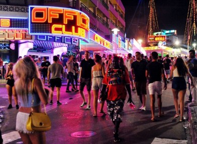 A view of Punta Ballena, the main club strip in Magaluf, Majorca, Spain.
