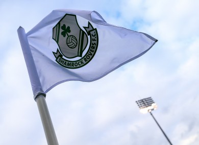 A view of a corner flag at Rovers' Tallaght Stadium.