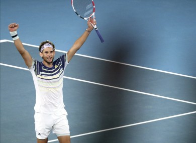 Thiem celebrates his victory.