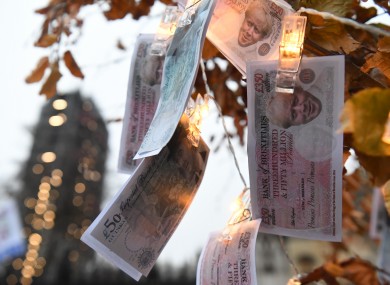 A 'magic money tree' put up outside the Houses of Parliament in London by anti-Brexit protesters.