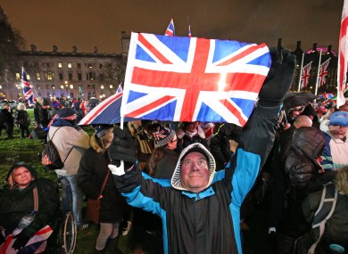 Pro-Brexit supporters in Parliament Square, London