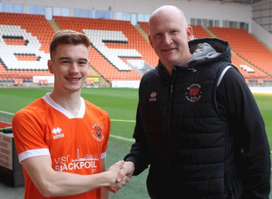 Connor Ronan with Seasiders manager Simon Grayson.