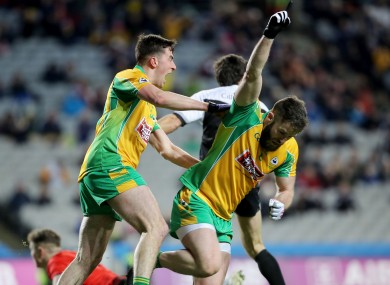 Corofin's Conor Cunningham celebrates scoring the game's only goal.