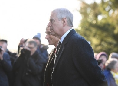 Prince Andrew arriving at a church service in Norfolk last week.