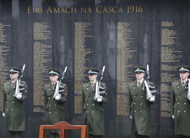 File photo. Soldiers at a remembrance ceremony in Glasnevin.