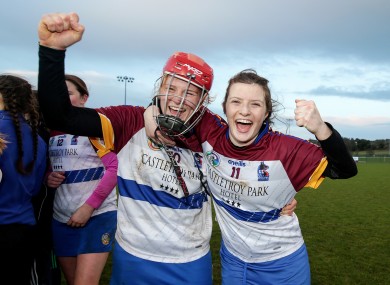 Beth Carton (left) celebrates with Roisin Howard.