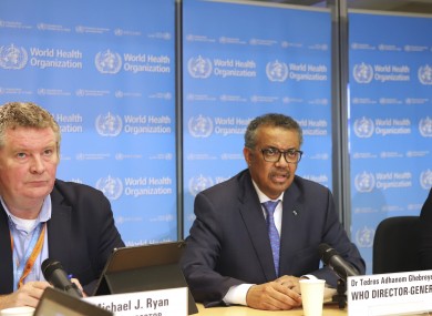 WHO director general Dr Tedros Adhanom Ghebreyesus giving the update today.