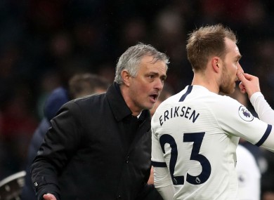 Christian Eriksen and Jose Mourinho.