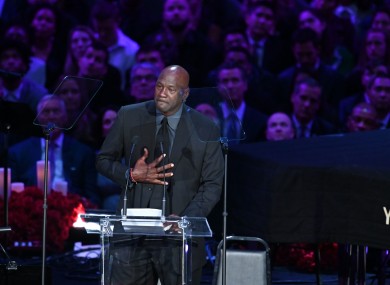 Michael Jordan tears up on stage.