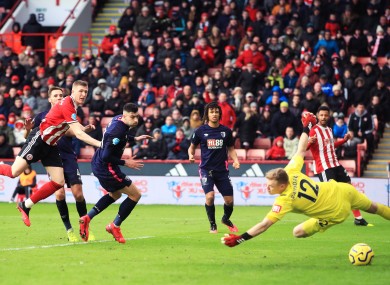 Sheffield United's John Lundstram scores his side's second goal of the game
