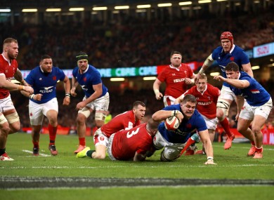 Paul Willemse powers over to scored France's second try.