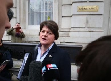 Arlene Foster speaking to the media in London earlier this week.