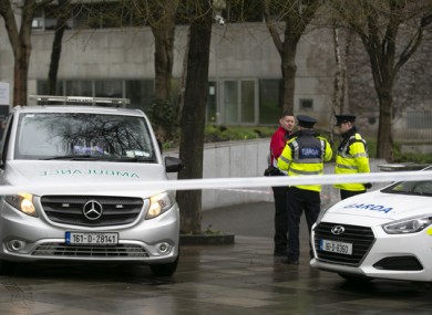 Gardaí on Fishamble Street in Dublin this morning.