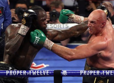 Deontay Wilder and Tyson Fury during their last fight.